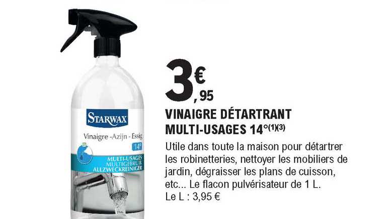 vinaigre détartrant multi-usages 14°starwax