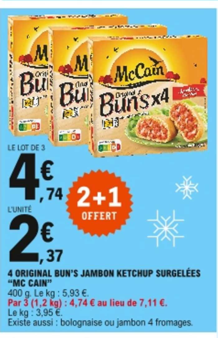 4 oriignal bun's jambon ketchup surgelées "mc cain"