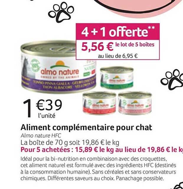 aliment complémentaire pour chat almo nature hfc