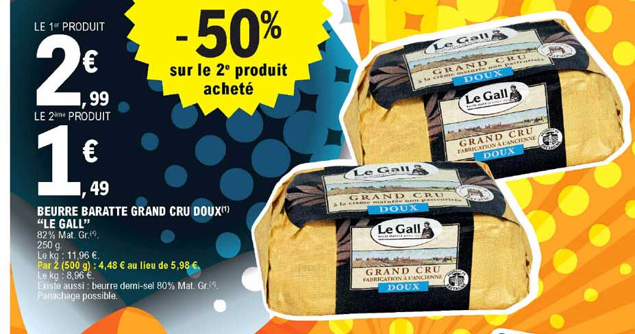 beurre baratte grand cru doux "le gall"