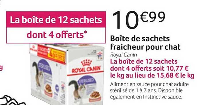 boîte de sachets fraîcheur pour chat royal canin