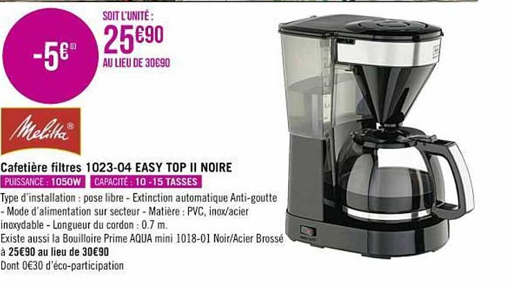 Cafetière Filtres 1023-04 Easy Top II Noire Melitta