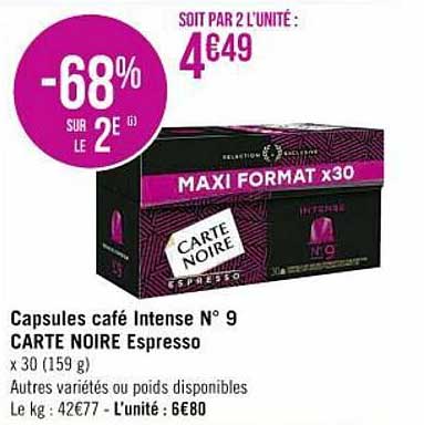 Capsules Café Intense N°9 Carte Noire Espresso