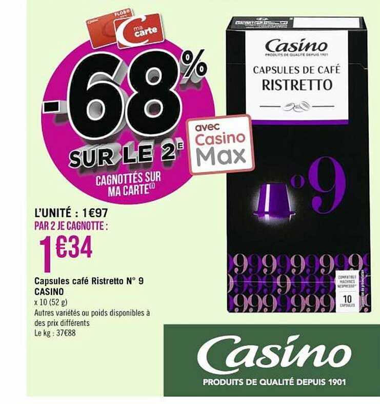 capsules café ristretto n°8 casino