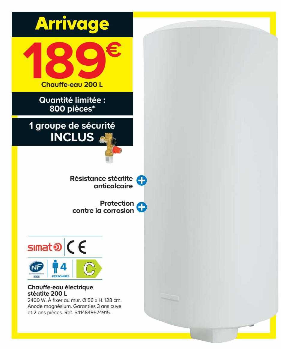 chauffe-eau électrique stéatite 200 l simat
