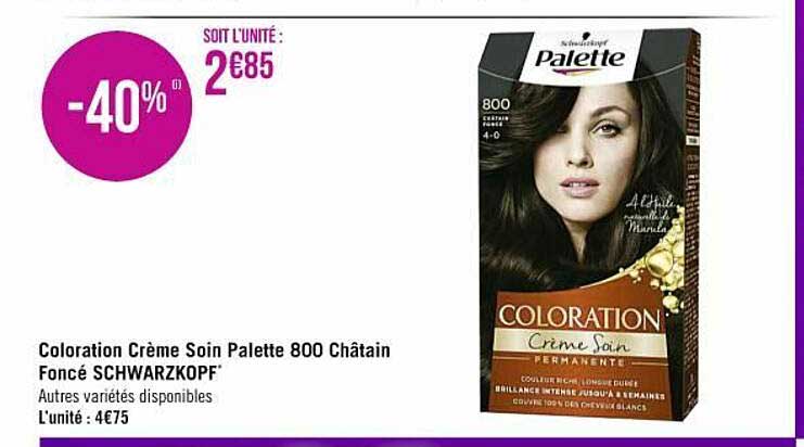 coloration crème soin palette 800 châtain foncé schwarzkopf