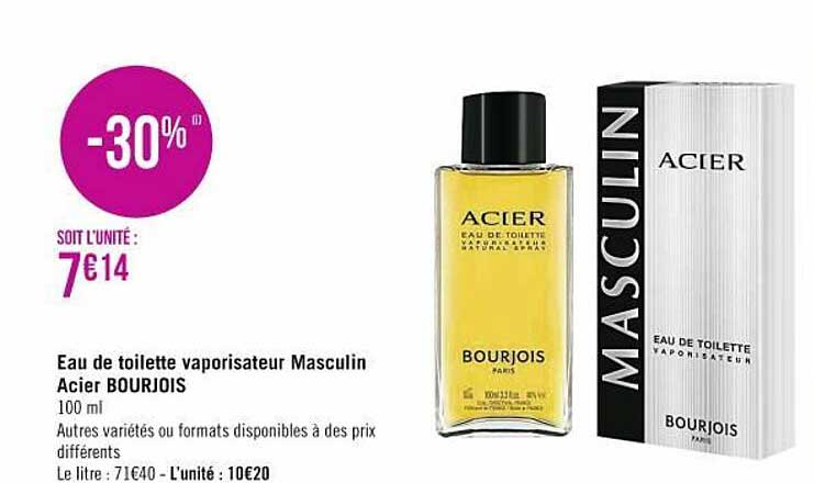 eau de toilette vaporisateur masculin acier bourjois