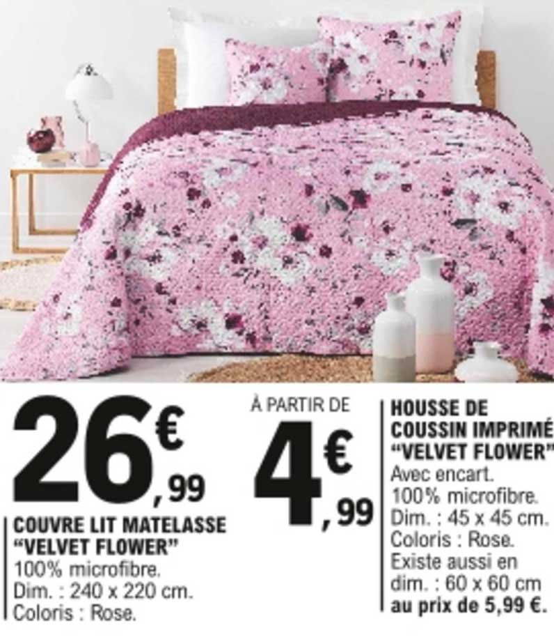 housse de coussin imprimé "velvet flower", couvre lit matelassé "velvet flower"