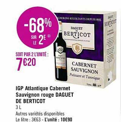 igp atlantique cabernet sauvignon rouge daguet de berticot
