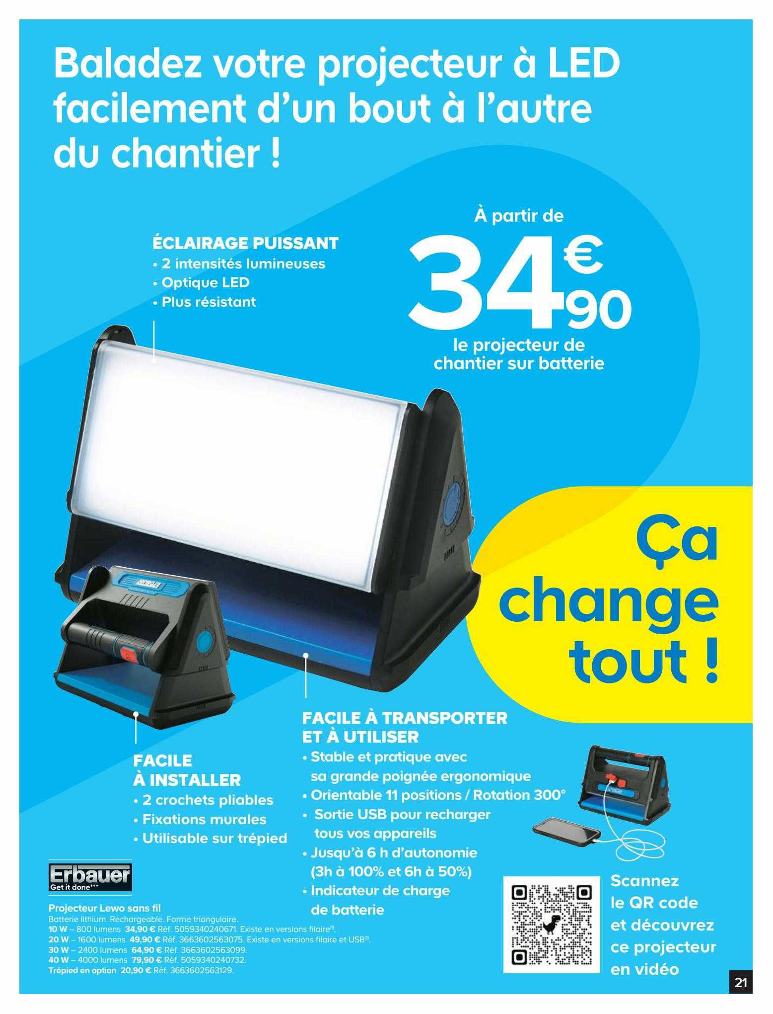 Le Projecteur De Chantier Sur Batterie