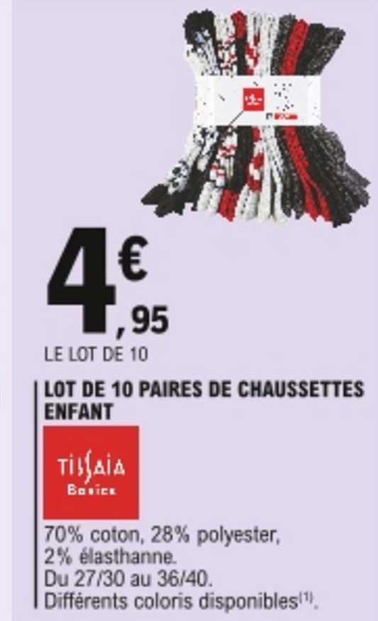 Lot De 10 Paires De Chaussettes Enfant Tissaia