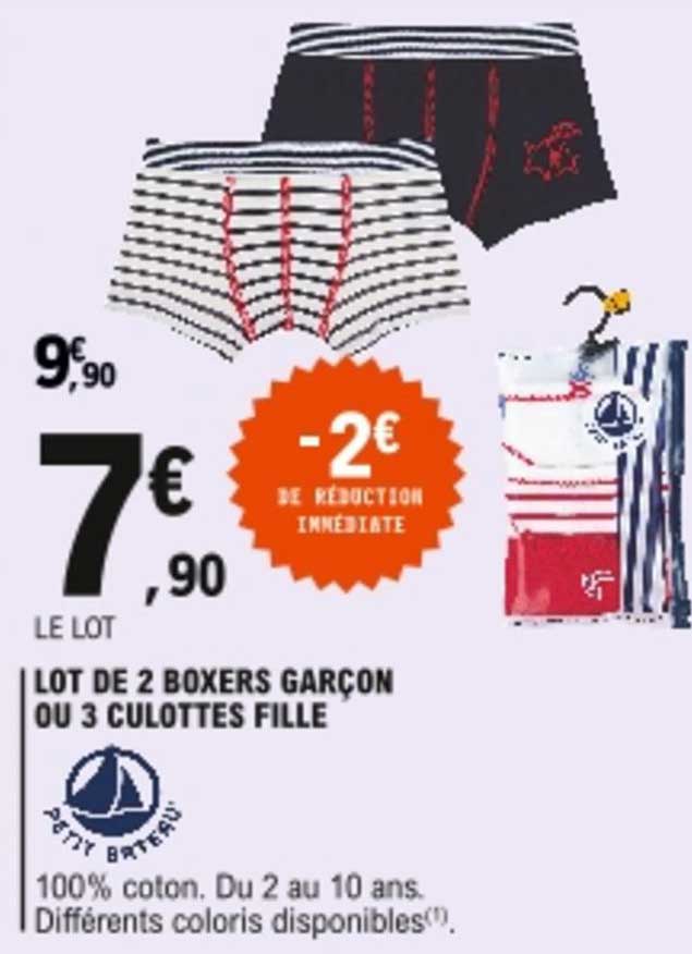 lot de 2 boxers garçon ou 3 culottes fille petit bateau
