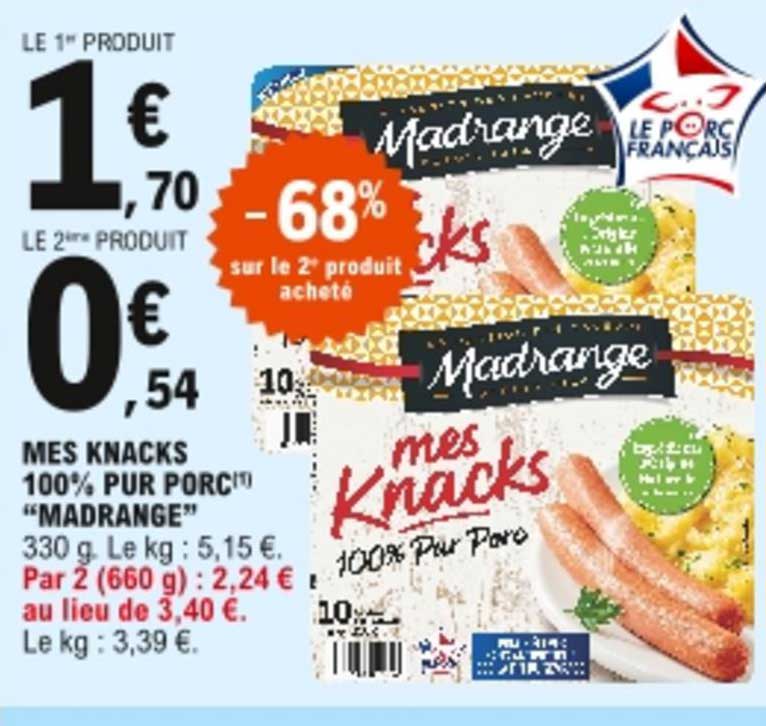 mes knacks 100% pur porc "madrange"
