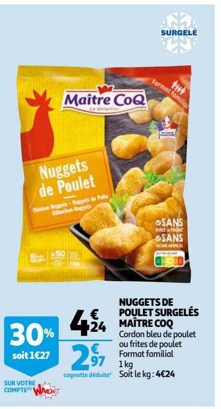 nuggets de poulet surgelés maître coq