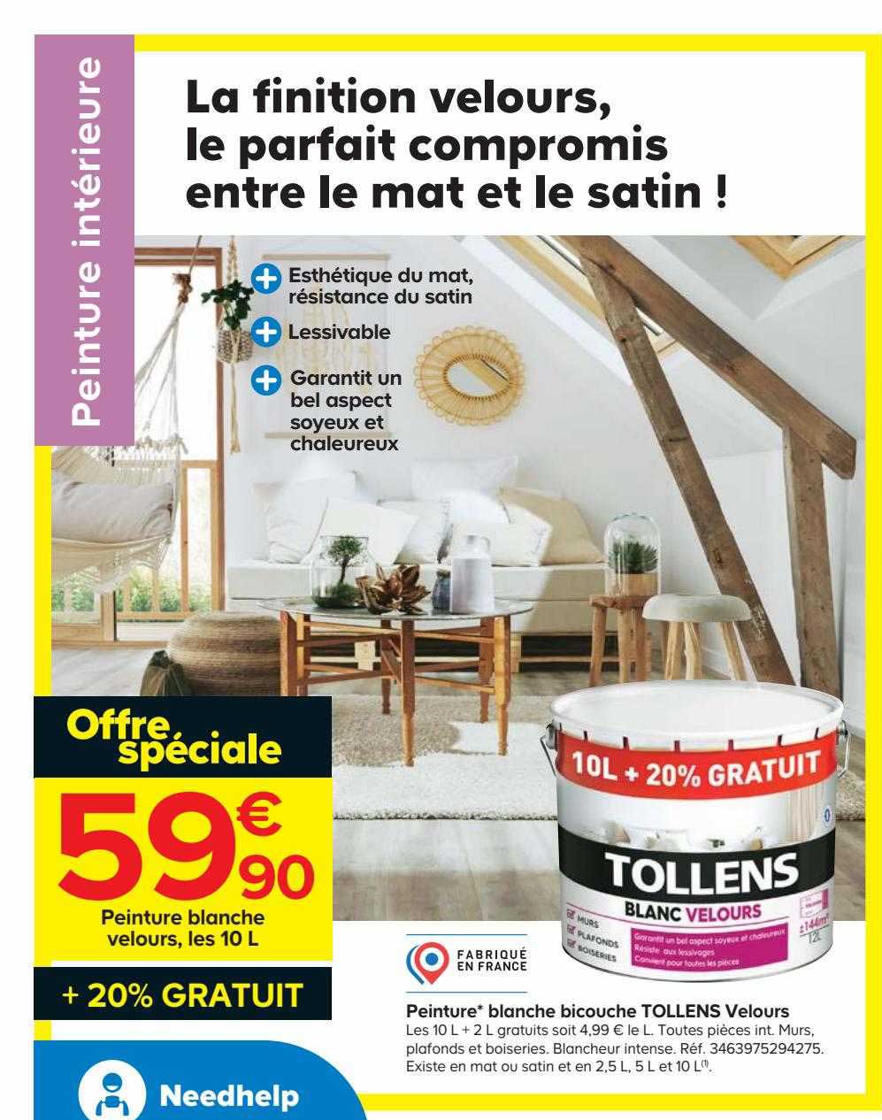 Peinture Blanche Bicouche Tollens Velours