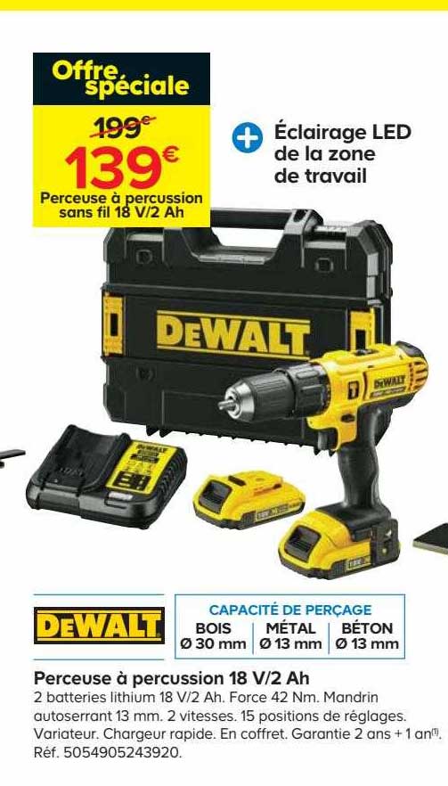 Perceuse à Percussion 18 V-2 Ah Dewalt