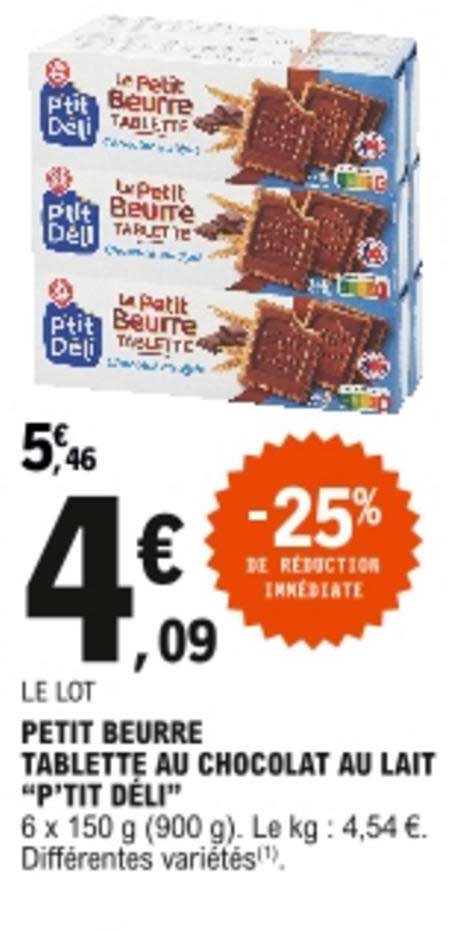 Petit Beurre Tablette Au Chocolat Au Lait "p'tit Déli"