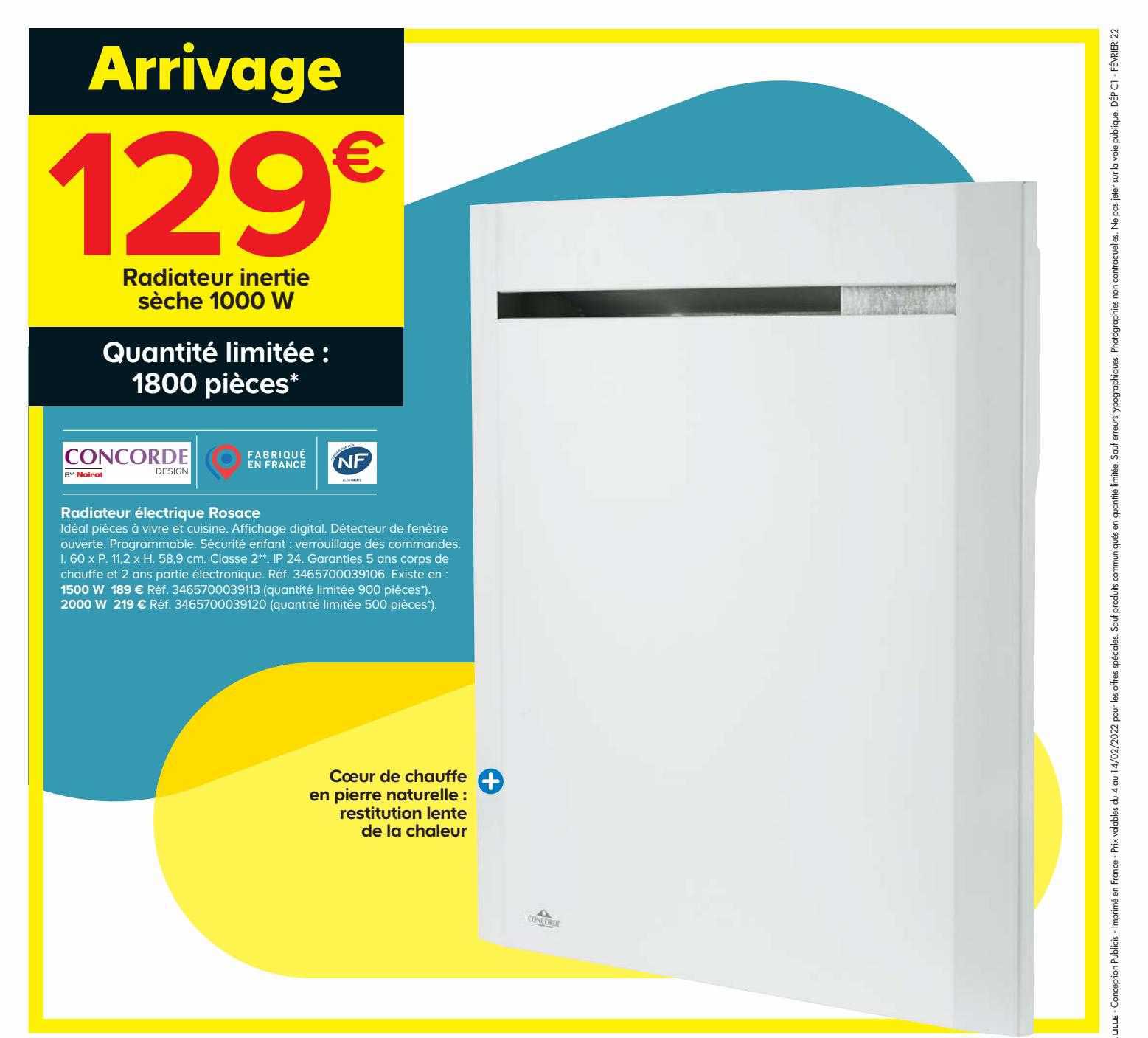 Radiateur Inertie Sèche 1000 W Concorde