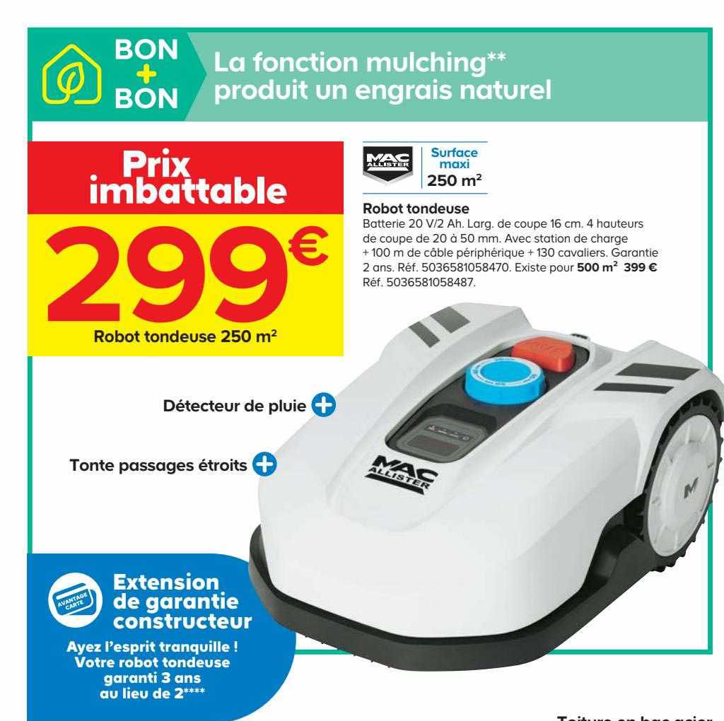 robot tondeuse 250 m² mac allister