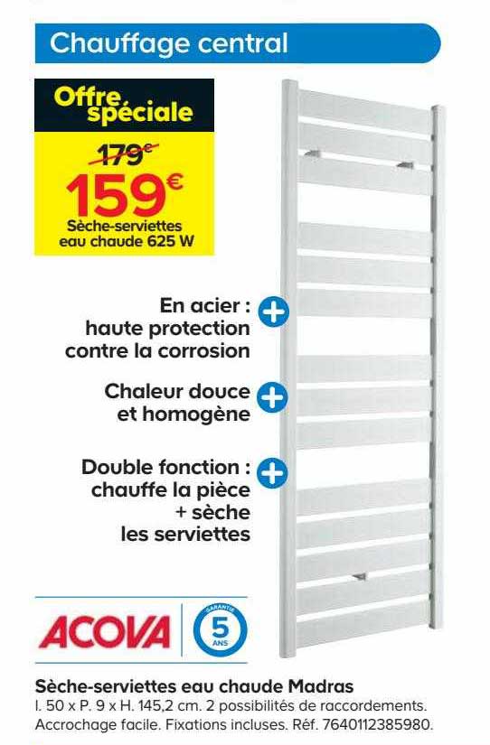 sèche-serviettes eau chaude madras