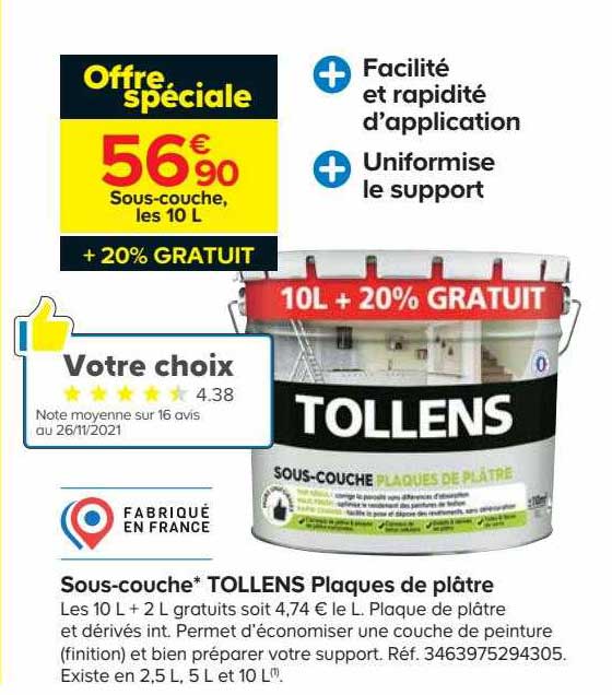 sous-couche tollens plaques de plâtre