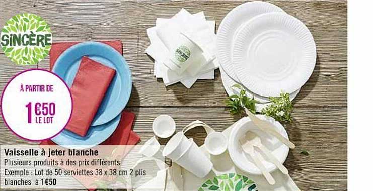 vaisselle à jeter blanche sincère