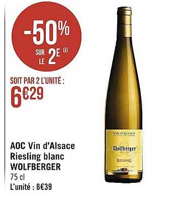 Aoc Vin D'alsace Riesling Blanc Wolfberger