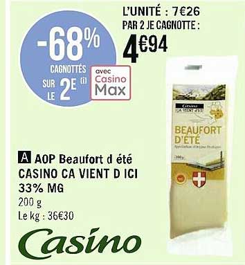 aop beaufort d'été casino ça vient d'ici 33% mg