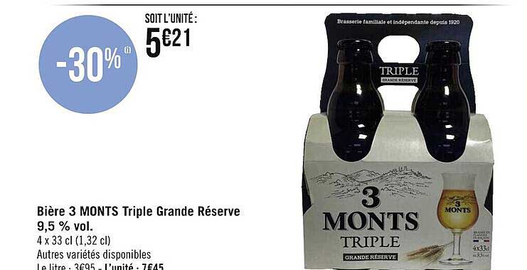 bière 3 monts triple grande réserve 9,5% vol