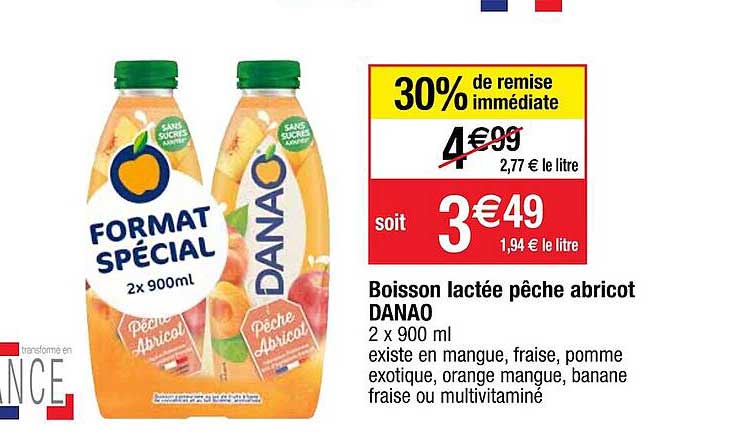 boisson lactée pêche abricot danao