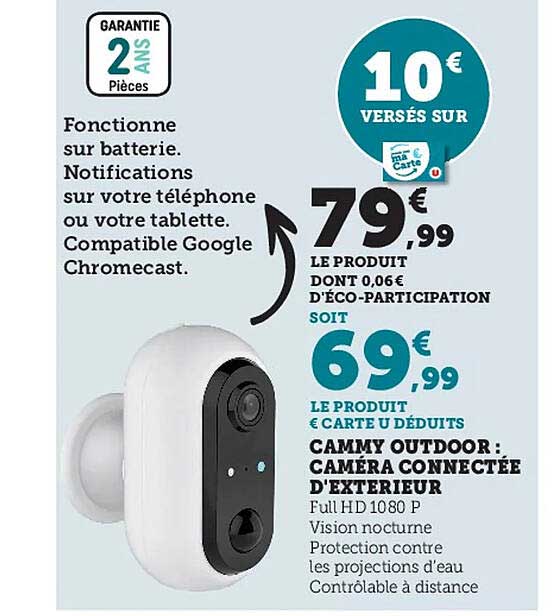 cammy outdoor : caméra connectée d'exterieur