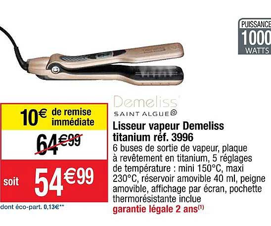 demeliss saint algue lisseur vapeur titanium