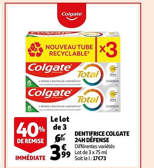 Dentifrice Colgate 24h Défense