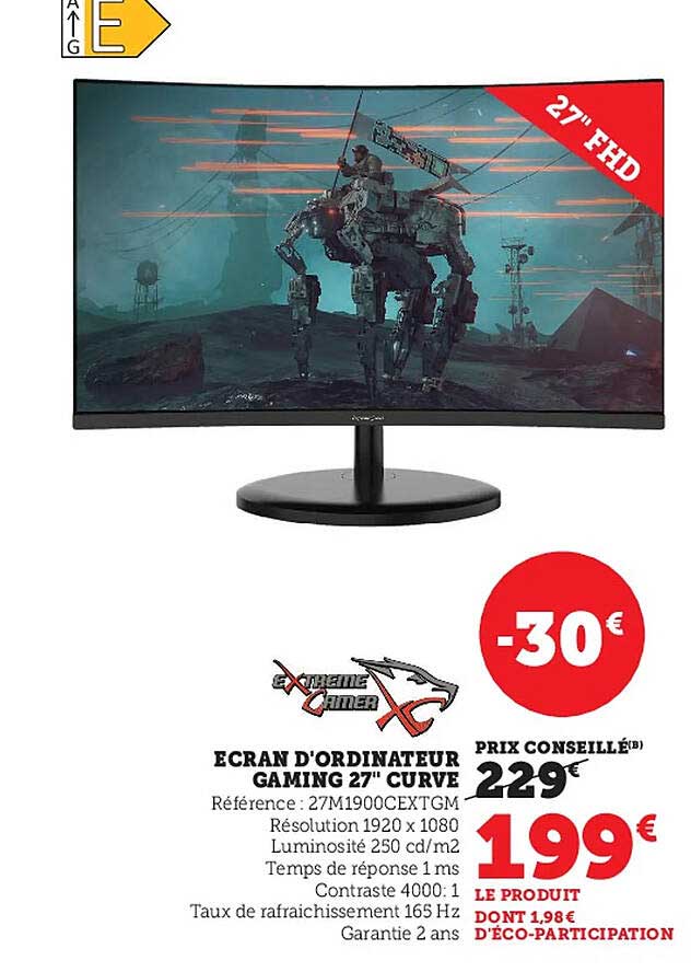 ecran d'ordinateur gaming 27" curve