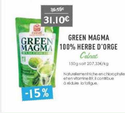 green magma 100% herbe d'orge celnat