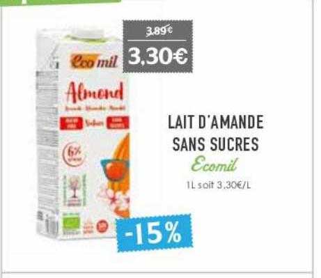 lait d'amande sans sucres ecomil
