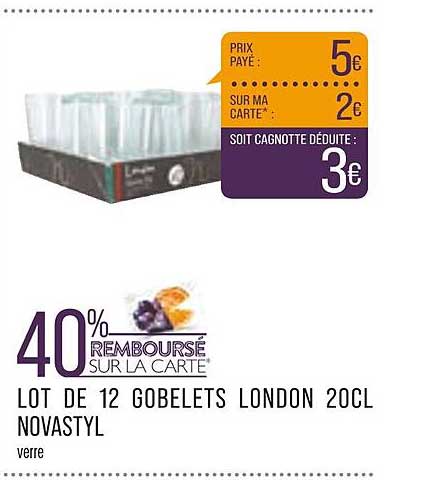 Lot De 12 Gobelets London 20cl Novastyl
