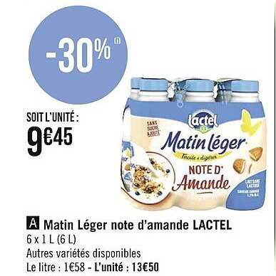 matin léger note d'amande lactel