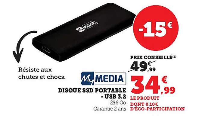 media disque ssd portable - usb 3.2