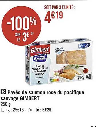 pavés de saumon rose du pacifique sauvage gimbert