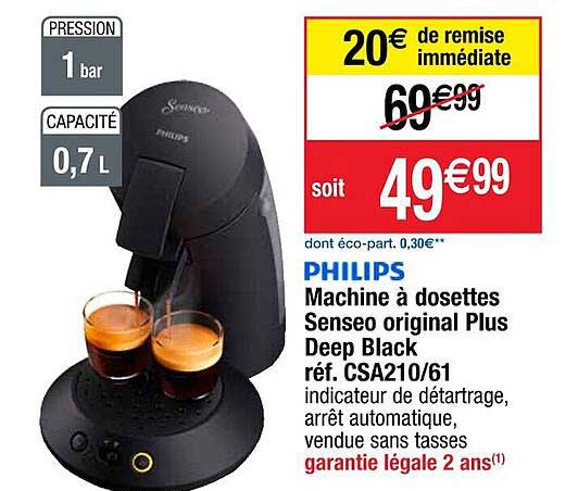 philips machine à dosettes senseo original plus deep black