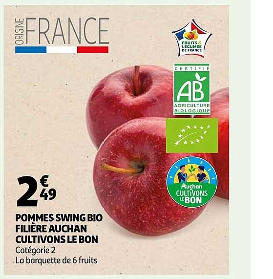 pommes swing bio filière auchan cultivons le bon