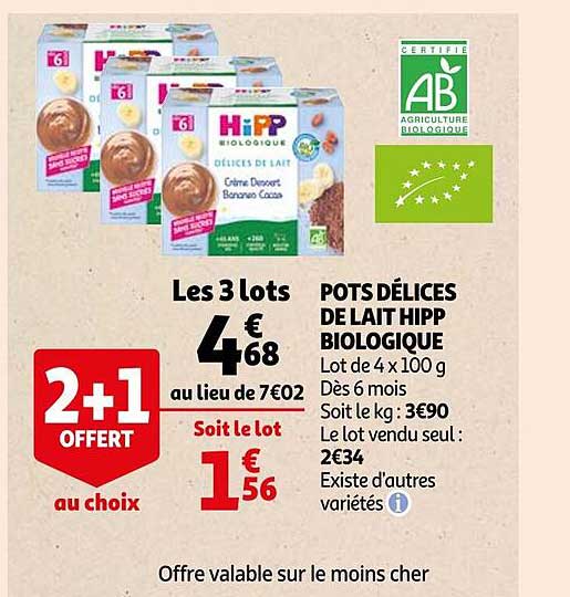 pots délices de lait hipp biologique