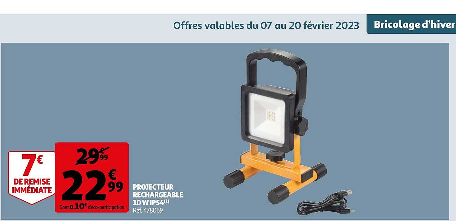 projecteur rechargeable 10 w ip54
