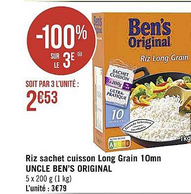 riz sachet cuisson long grain 10mn uncle ben's original