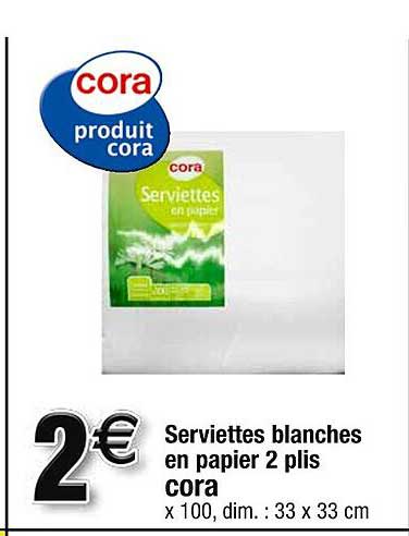 serviettes blanches en papier 2 plis