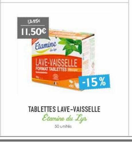 tablettes lave-vaisselle étamine du lys
