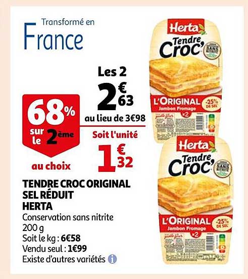 tendre croc original sel réduit herta