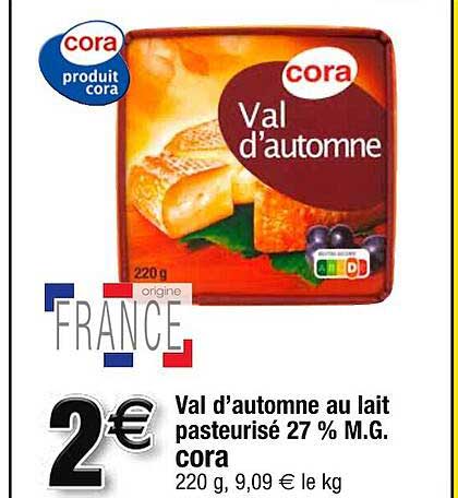 val d'automne au lait pasteurisé 27% mg
