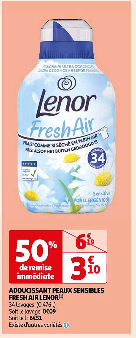 adoucissant peaux sensibles fresh air lenor